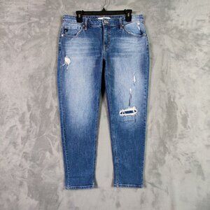 KanCan Jeans Women 31 Blue Estilo Boyfriend Straight Low Rise Denim Ripped Pants